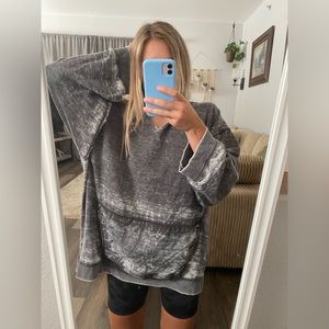 Free People Get It Hoodie Distressed Oversized Gray Size Medium